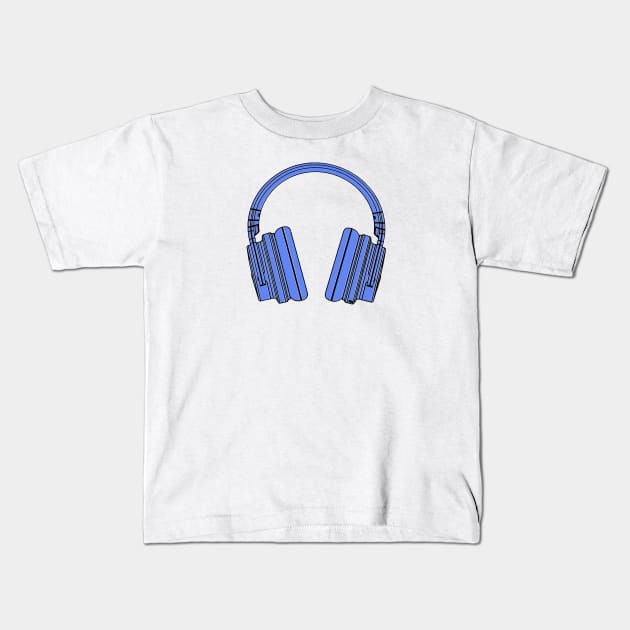 Blue headphones Kids T-Shirt by Deias Designs